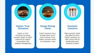Comparison of Ceylon cinnamon and Cassia cinnamon sticks, showing differences in texture