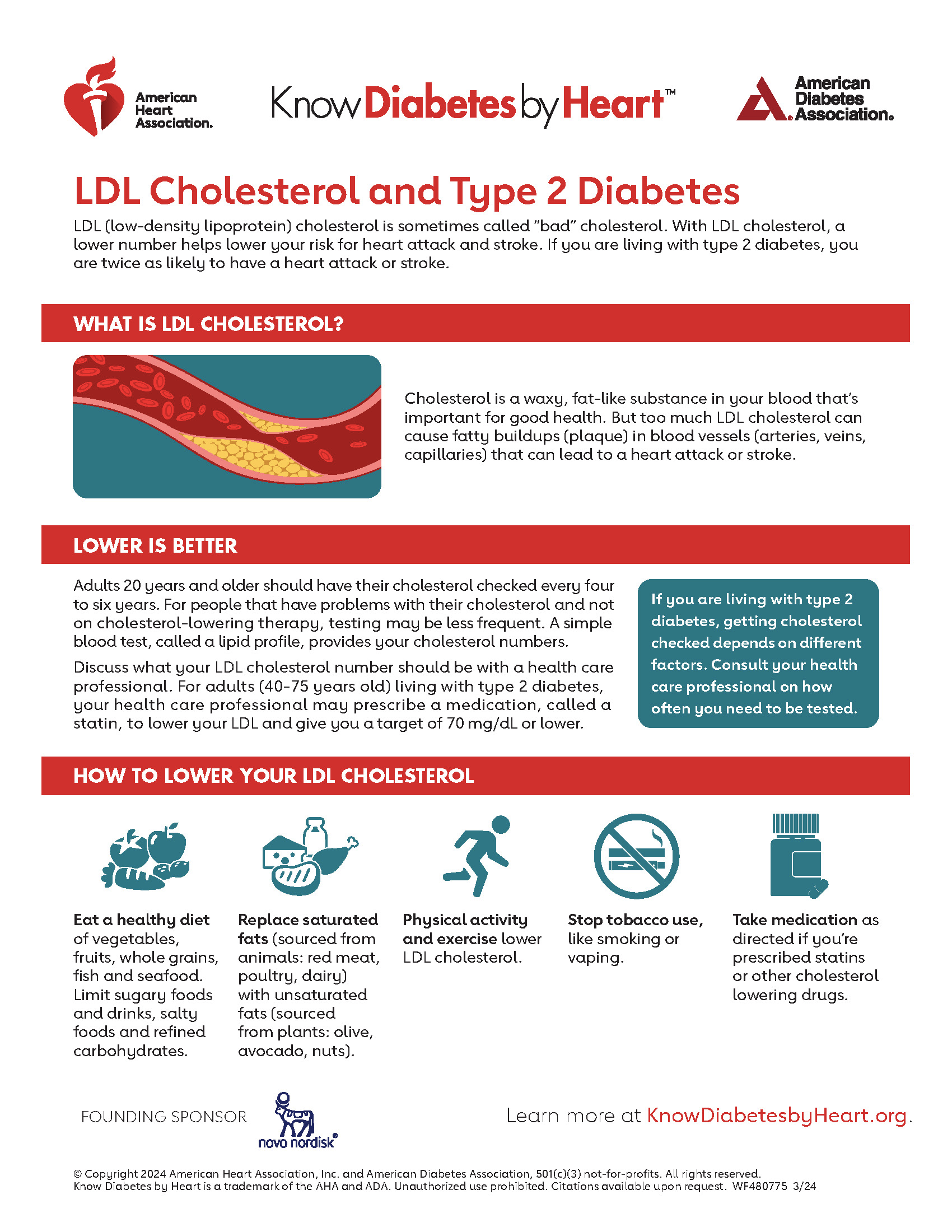 Illustration: LDL cholesterol role and risk explanation for people with type 2 diabetes.