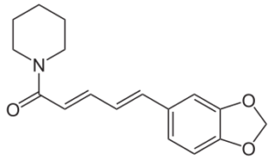 Chemical structure of piperine (black pepper extract) that boosts curcumin absorption