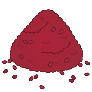 “Close-up photo of red yeast rice grains.”