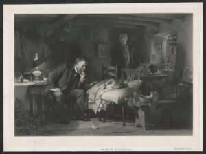 Doctor talking with a patient during a clinical consultation