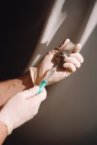 “MRI with contrast: IV cannula for gadolinium injection”