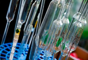 Laboratory test tubes symbolizing vitamin D clinical research